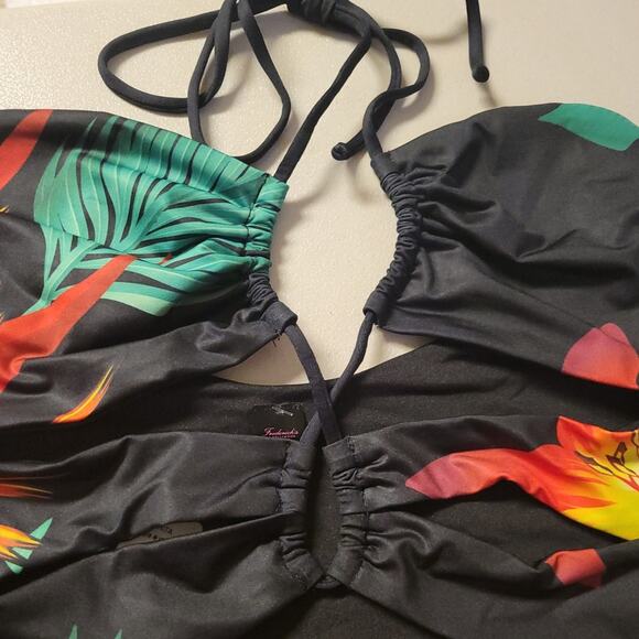 NWT Frederick's of Hollywood Coabarita Cutout One Piece Swimsuit Tropical Size M - Picture 3 of 7